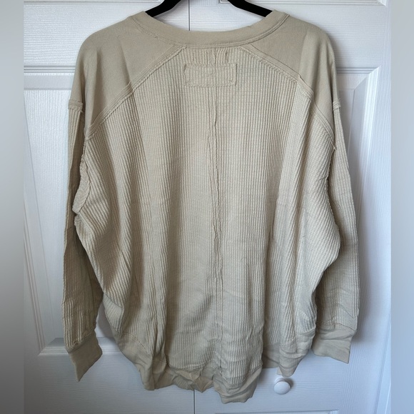 Free People We The Free Owen Thermal Knit Top, Size L vanilla crème - Picture 6 of 7